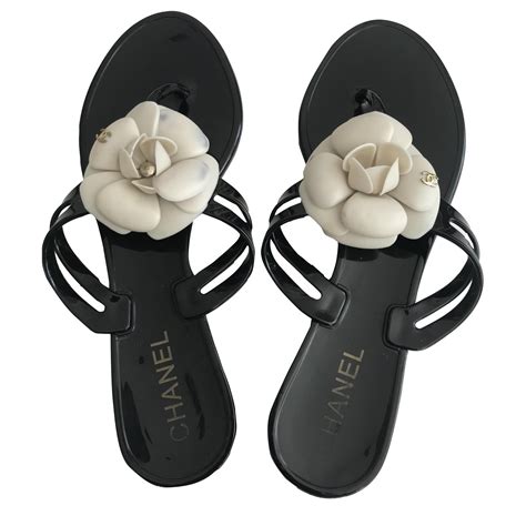 chanel camellia jelly thongs|Chanel sandals uk.